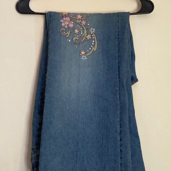 Riders by Lee Embroidered Floral Bootcut Jeans SZ 16M Rhinestone Y2K Western - Picture 7 of 13